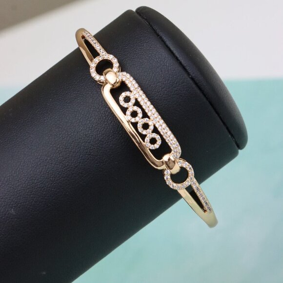 Radiant Oval Link Rose Gold Bangle with CZ Accents, XPBL0444 - Picture 9 of 12